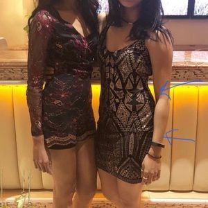 Strappy black dress; black with gold shimmer